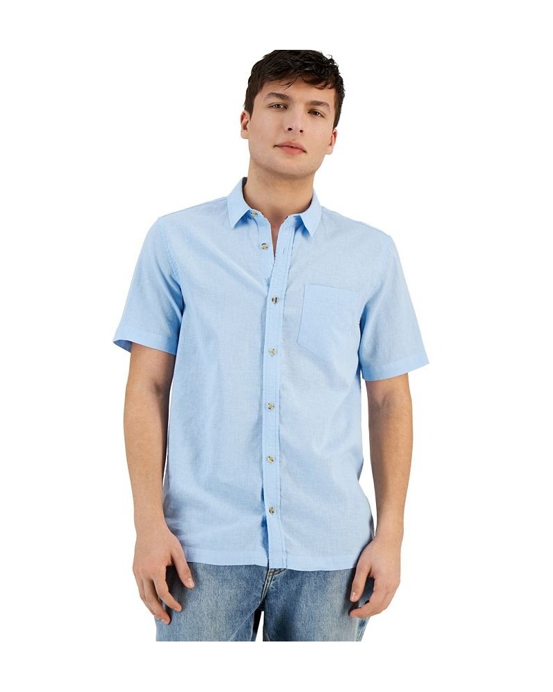 Men's Blake Linen Chambray Short Sleeve Button-Front Shirt PD05 $17.99 Shirts