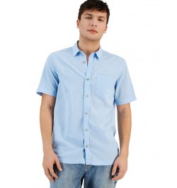 Men's Blake Linen Chambray Short Sleeve Button-Front Shirt PD05 $17.99 Shirts