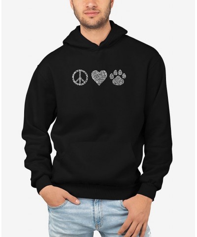 Men's Peace Love Cats Word Art Hooded Sweatshirt Black $27.60 Sweatshirt