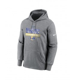 Men's Heather Charcoal Los Angeles Rams 2021 Super Bowl Champions Locker Room Trophy Collection Pullover Hoodie $39.41 Sweats...