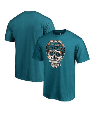 Men's Teal San Jose Sharks Sugar Skull T-shirt $13.95 T-Shirts