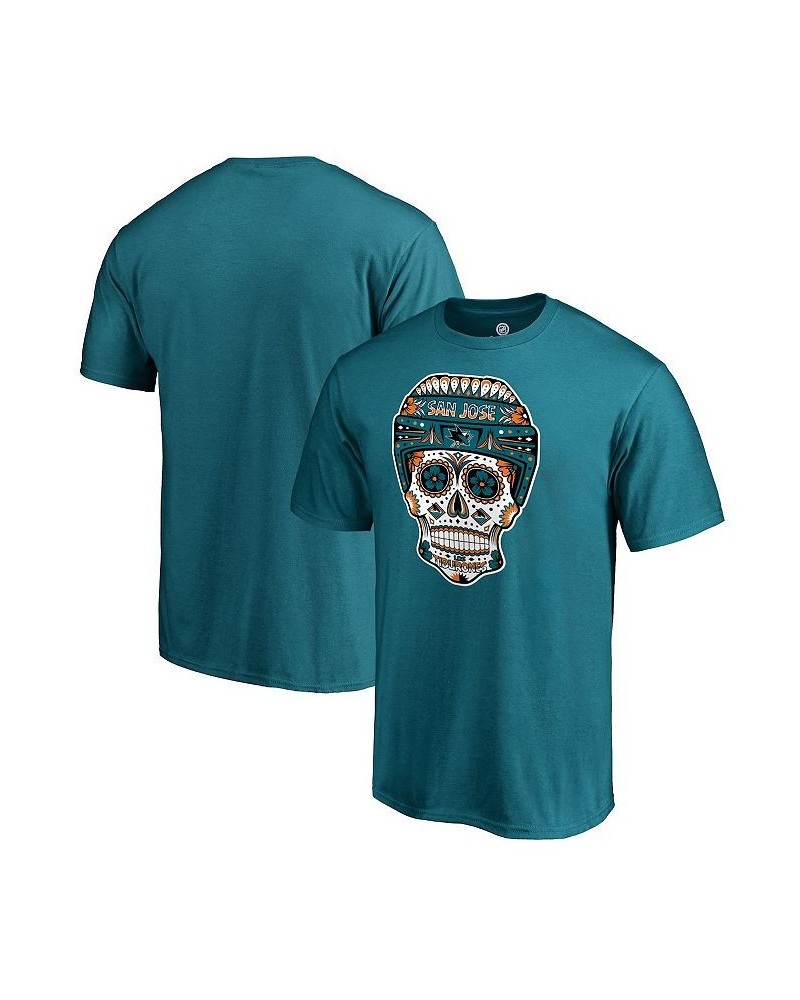 Men's Teal San Jose Sharks Sugar Skull T-shirt $13.95 T-Shirts