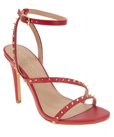 Women's Jillix Studded Sandal Red $58.31 Shoes