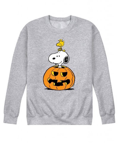 Men's Peanuts Snoopy Pumpkin Fleece T-shirt Gray $23.65 T-Shirts