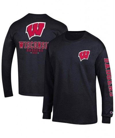 Men's Black Wisconsin Badgers Team Stack Long Sleeve T-shirt $28.99 T-Shirts