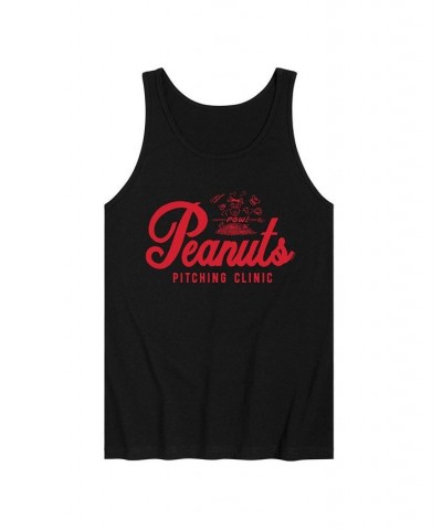 Men's Peanuts Pitching Clinic Tank Black $18.54 T-Shirts