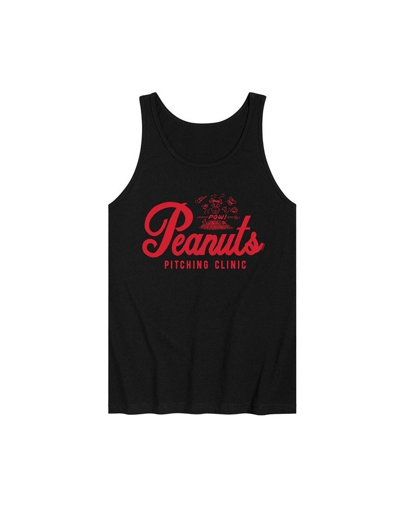 Men's Peanuts Pitching Clinic Tank Black $18.54 T-Shirts