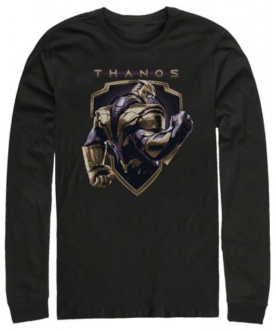 Marvel Men's Avengers Endgame Thanos Shield Strong Pose, Long Sleeve T-shirt Black $21.59 T-Shirts