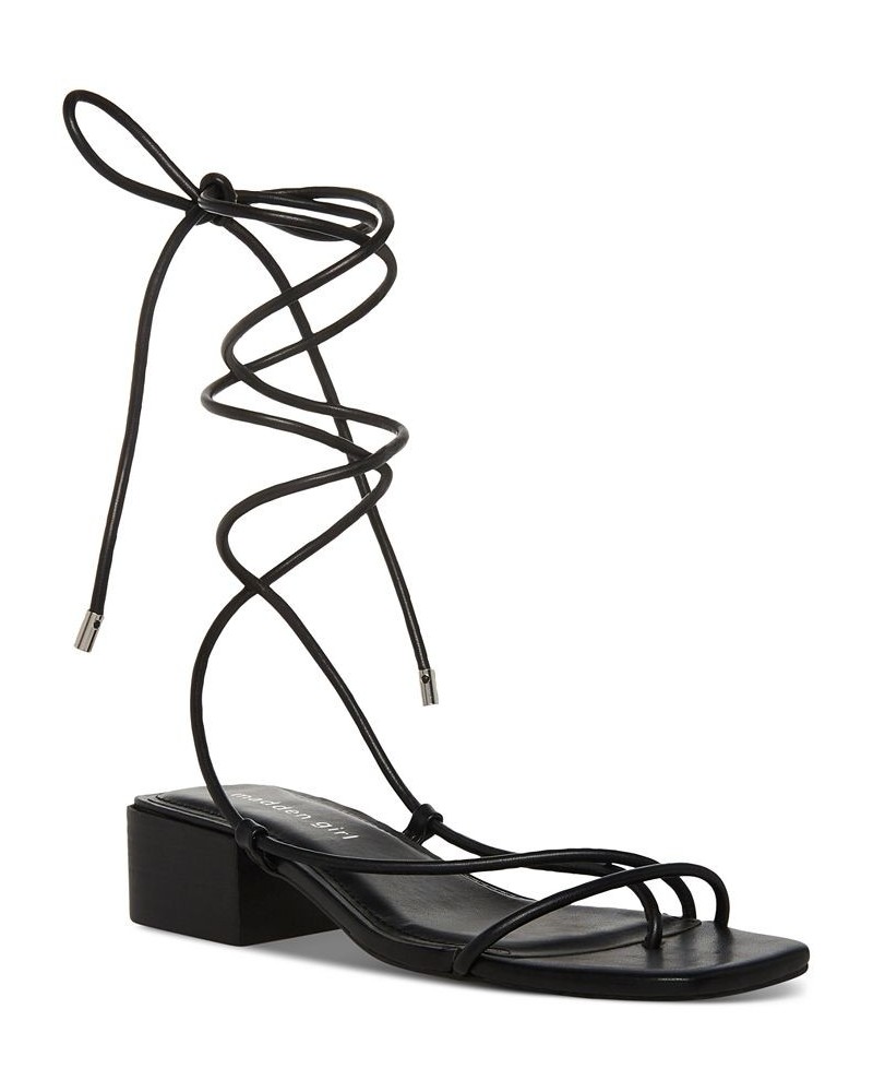 Sorrin Ankle-Tie Block-Heel Sandals Black $34.81 Shoes