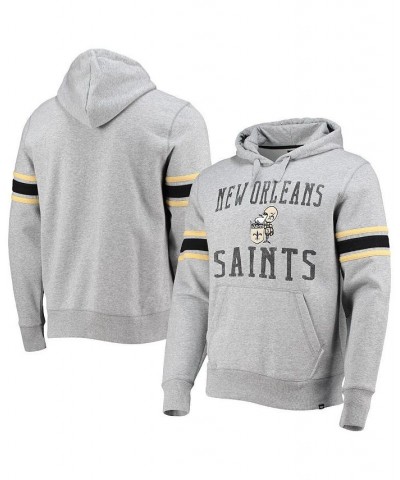 Men's '47 Heather Gray New Orleans Saints Double Block Throwback Pullover Hoodie $28.70 Sweatshirt