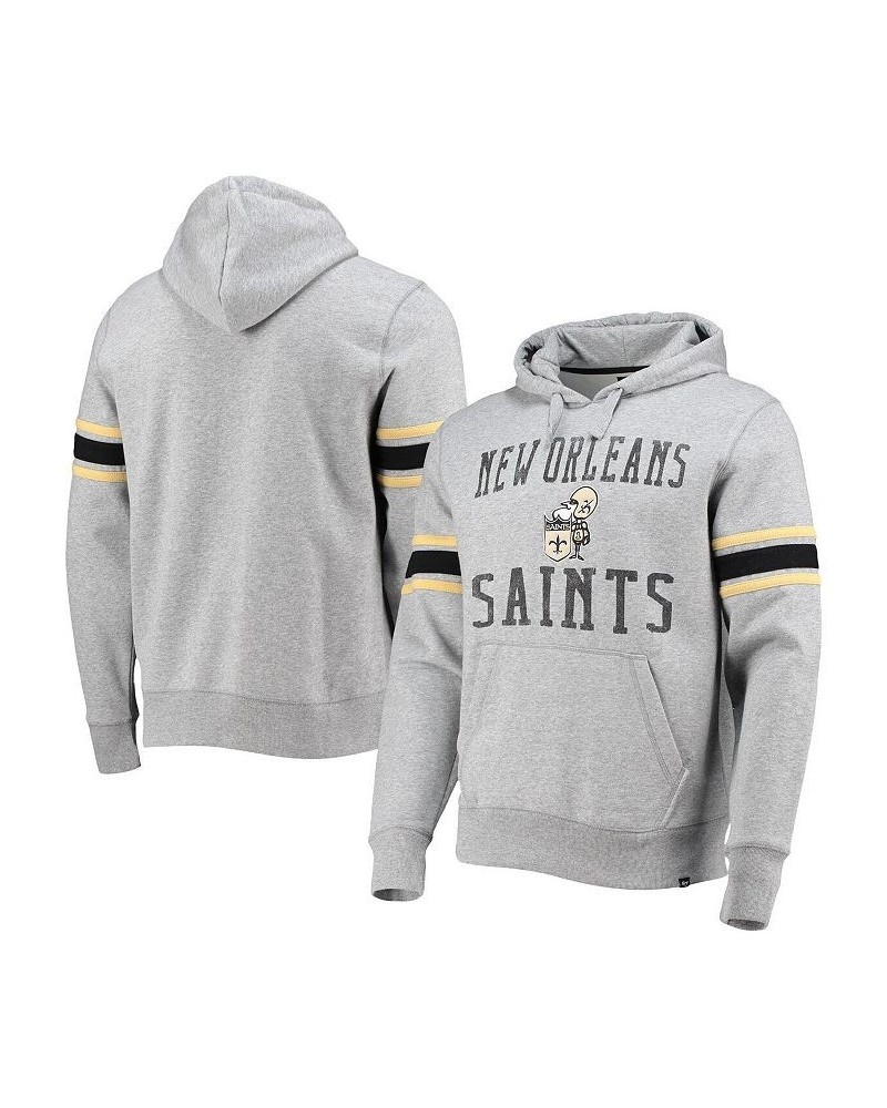 Men's '47 Heather Gray New Orleans Saints Double Block Throwback Pullover Hoodie $28.70 Sweatshirt