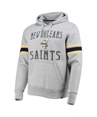 Men's '47 Heather Gray New Orleans Saints Double Block Throwback Pullover Hoodie $28.70 Sweatshirt