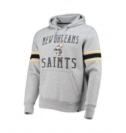 Men's '47 Heather Gray New Orleans Saints Double Block Throwback Pullover Hoodie $28.70 Sweatshirt