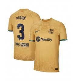 Men's Gerard Pique Gold Barcelona 2022/23 Away Authentic Player Jersey $64.50 Jersey