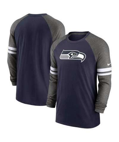 Men's College Navy, Charcoal Seattle Seahawks Performance Raglan Long Sleeve T-shirt $22.44 T-Shirts