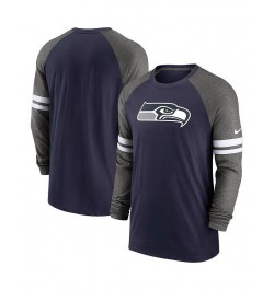 Men's College Navy, Charcoal Seattle Seahawks Performance Raglan Long Sleeve T-shirt $22.44 T-Shirts