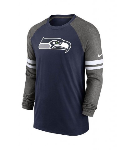 Men's College Navy, Charcoal Seattle Seahawks Performance Raglan Long Sleeve T-shirt $22.44 T-Shirts