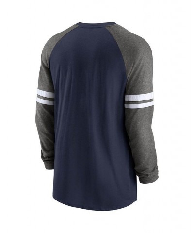 Men's College Navy, Charcoal Seattle Seahawks Performance Raglan Long Sleeve T-shirt $22.44 T-Shirts