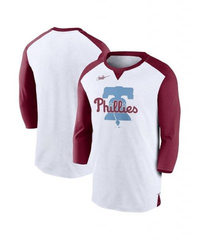 Men's White, Burgundy Philadelphia Phillies Rewind 3/4-Sleeve T-shirt $32.99 T-Shirts