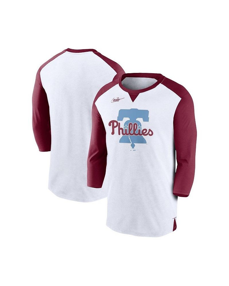 Men's White, Burgundy Philadelphia Phillies Rewind 3/4-Sleeve T-shirt $32.99 T-Shirts