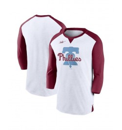 Men's White, Burgundy Philadelphia Phillies Rewind 3/4-Sleeve T-shirt $32.99 T-Shirts