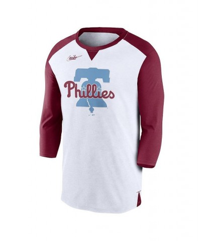 Men's White, Burgundy Philadelphia Phillies Rewind 3/4-Sleeve T-shirt $32.99 T-Shirts