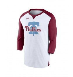 Men's White, Burgundy Philadelphia Phillies Rewind 3/4-Sleeve T-shirt $32.99 T-Shirts