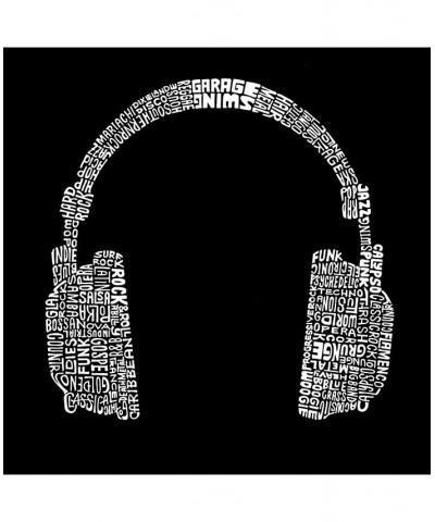 Men's Word Art Hoodie - Headphones - 63 Genres of Music Gray $35.39 Sweatshirt