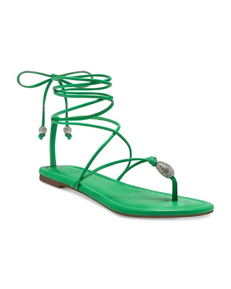 Women's Amille Tie-Up Flat Sandals Green $28.50 Shoes