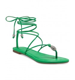 Women's Amille Tie-Up Flat Sandals Green $28.50 Shoes