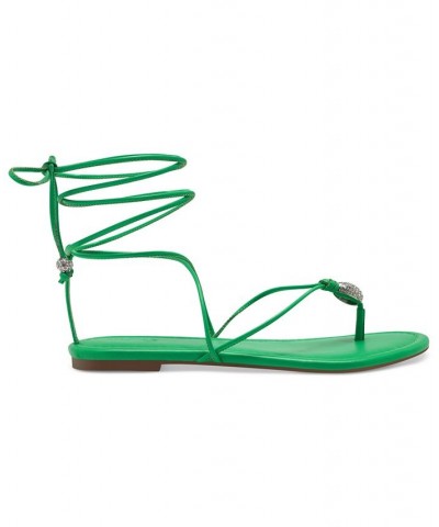 Women's Amille Tie-Up Flat Sandals Green $28.50 Shoes