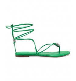 Women's Amille Tie-Up Flat Sandals Green $28.50 Shoes