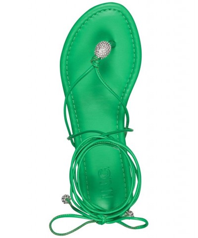 Women's Amille Tie-Up Flat Sandals Green $28.50 Shoes