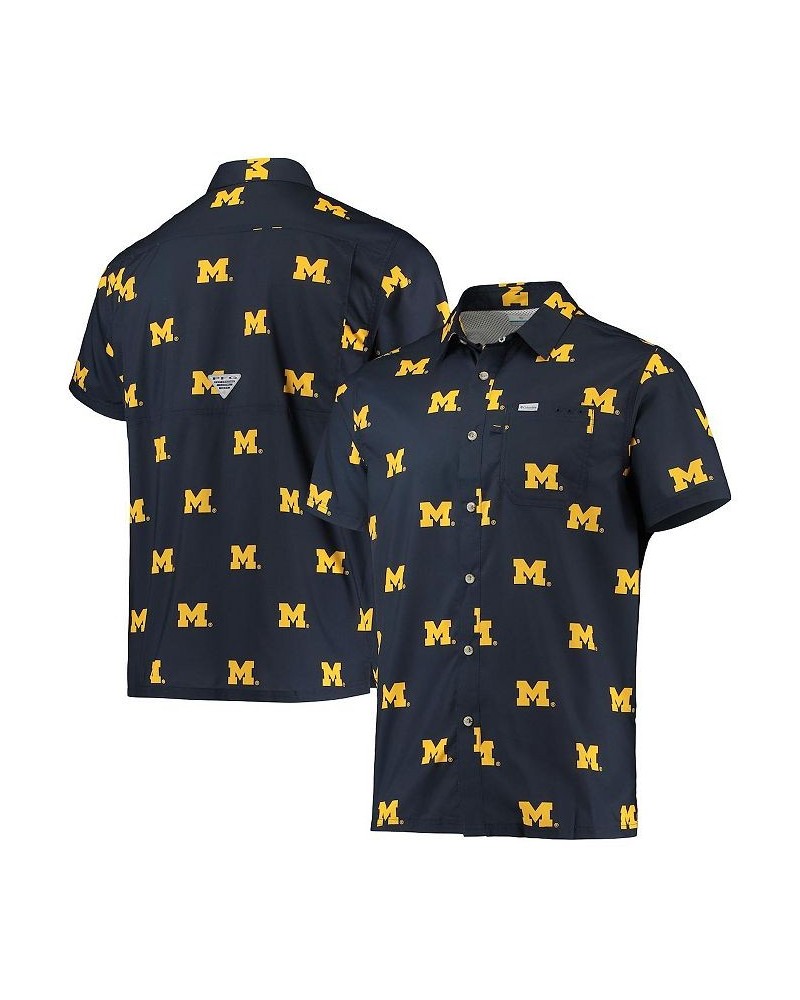 Men's Navy Michigan Wolverines Super Slack Tide Omni-Shade Button-Up Shirt $33.00 Shirts