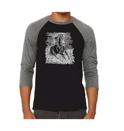 Popular Horse Breeds Men's Raglan Word Art T-shirt Gray $24.29 T-Shirts