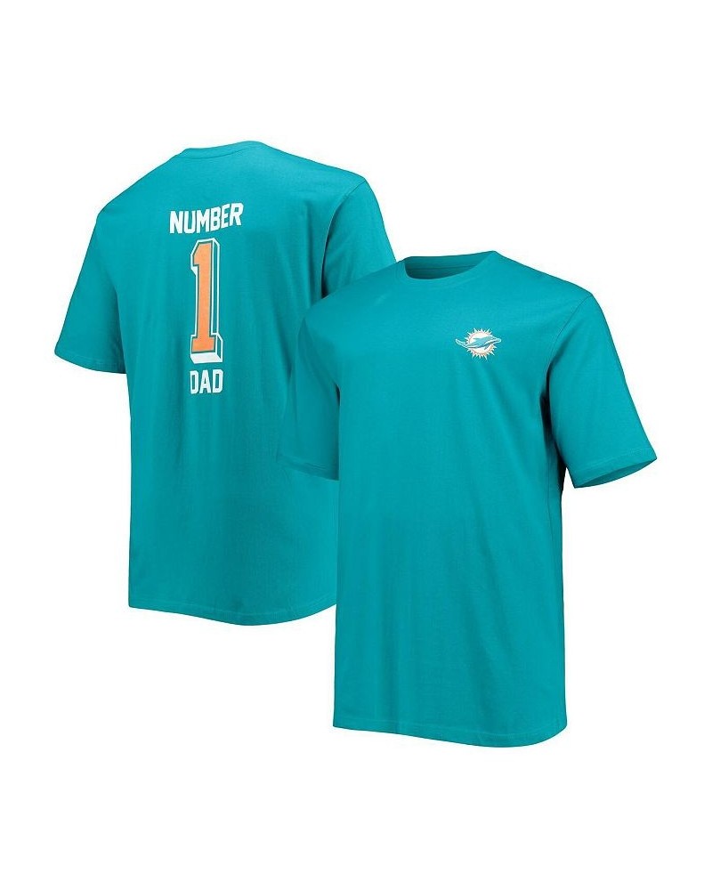 Men's Branded Aqua Miami Dolphins Big and Tall 1 Dad 2-Hit T-shirt $18.24 T-Shirts