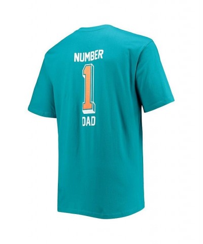 Men's Branded Aqua Miami Dolphins Big and Tall 1 Dad 2-Hit T-shirt $18.24 T-Shirts