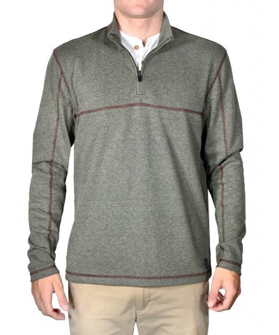 Men's Stretch Quarter-Zip Long-Sleeve Topstitched Sweater PD04 $42.07 Sweaters