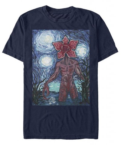 Stranger Things Men's Demogorgon Starry Night Style Poster Short Sleeve T-Shirt Blue $14.00 T-Shirts