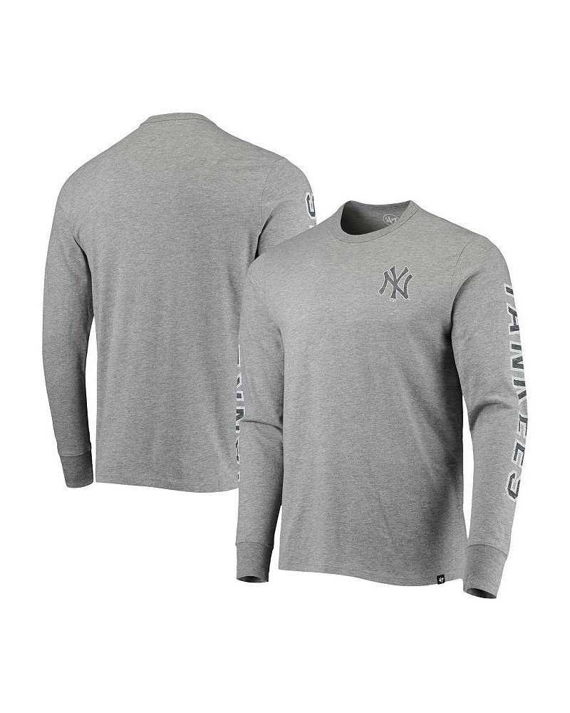 Men's '47 Heathered Gray New York Yankees Team Long Sleeve T-shirt $25.85 T-Shirts