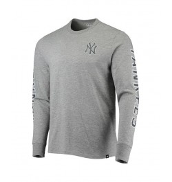 Men's '47 Heathered Gray New York Yankees Team Long Sleeve T-shirt $25.85 T-Shirts