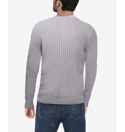 Men's Button Up Stand Collar Ribbed Knit Cardigan Sweater Gray $31.90 Sweaters