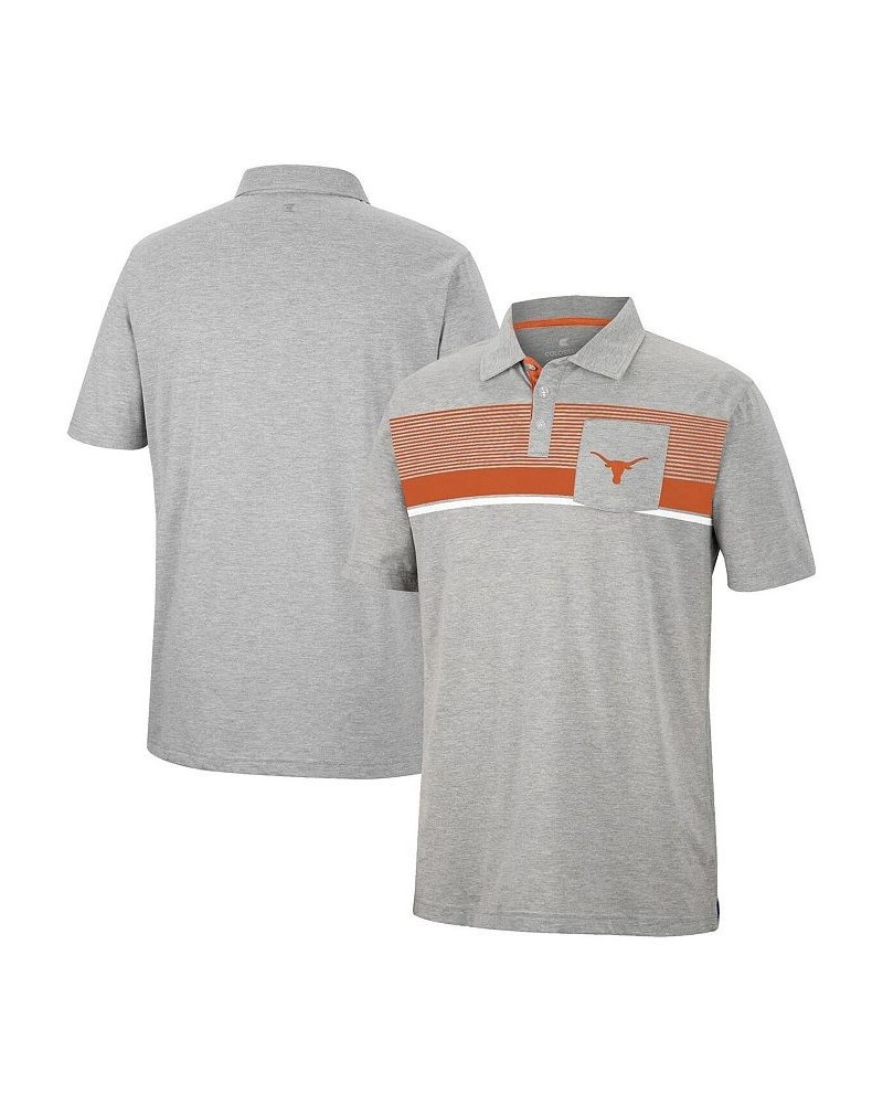 Men's Heathered Gray Texas Longhorns Golfer Pocket Polo Shirt $23.09 Polo Shirts