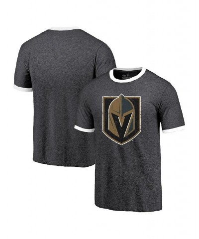 Men's Threads Heathered Black Vegas Golden Knights Ringer Contrast Tri-Blend T-shirt $21.83 T-Shirts