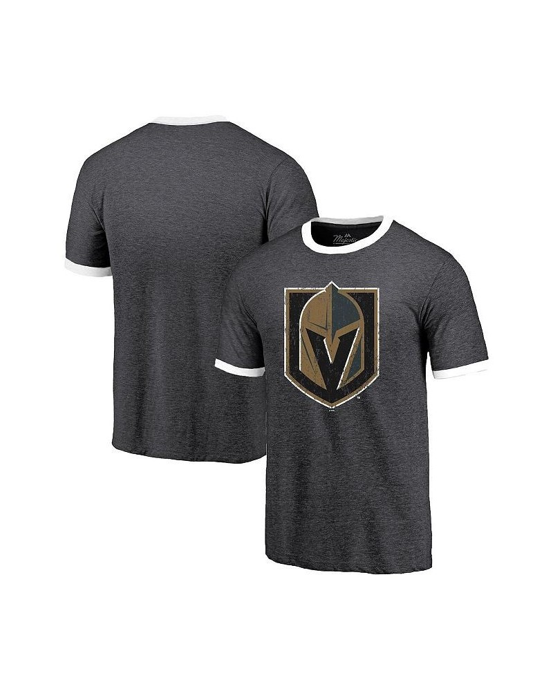 Men's Threads Heathered Black Vegas Golden Knights Ringer Contrast Tri-Blend T-shirt $21.83 T-Shirts