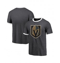 Men's Threads Heathered Black Vegas Golden Knights Ringer Contrast Tri-Blend T-shirt $21.83 T-Shirts