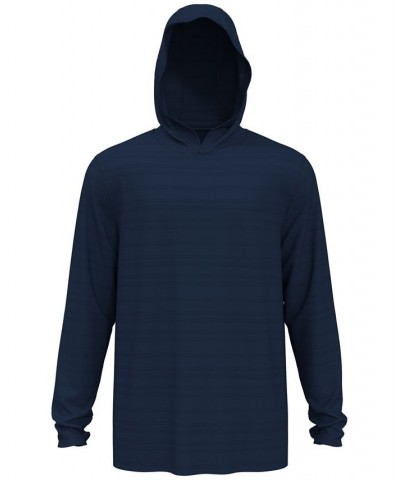 Men's Textured Stripe Performance Golf Hoodie Blue $19.76 Sweatshirt