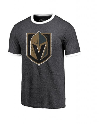 Men's Threads Heathered Black Vegas Golden Knights Ringer Contrast Tri-Blend T-shirt $21.83 T-Shirts