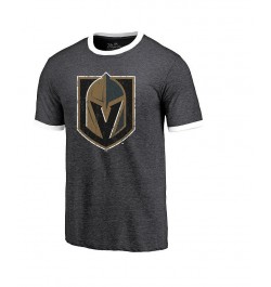 Men's Threads Heathered Black Vegas Golden Knights Ringer Contrast Tri-Blend T-shirt $21.83 T-Shirts