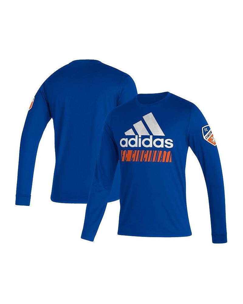 Men's Blue FC Cincinnati Vintage-Like Performance Long Sleeve T-shirt $28.49 T-Shirts